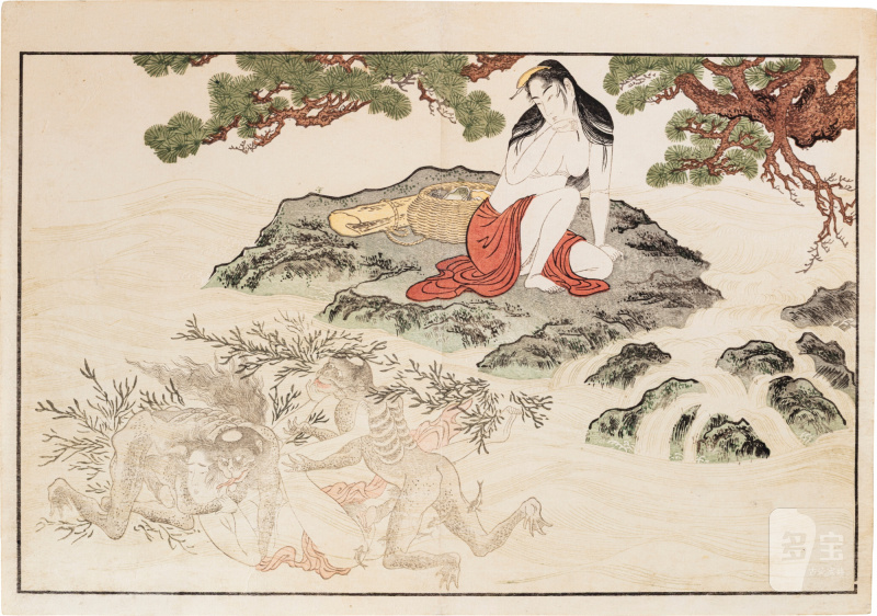 Kitagawa Utamaro (1754-1806) | Kappa violating an awabi diver | Edo period, late 18th century